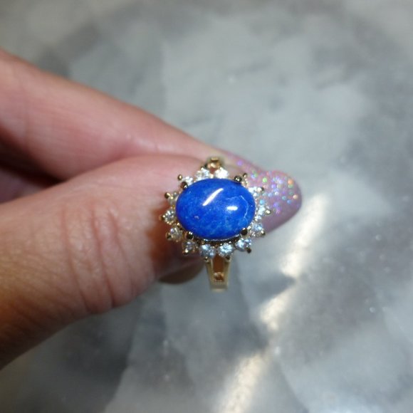 18k Yellow gold EP Lapis Lazuli Swarovski Crystals Designer Dolphin Ore - Picture 3 of 14